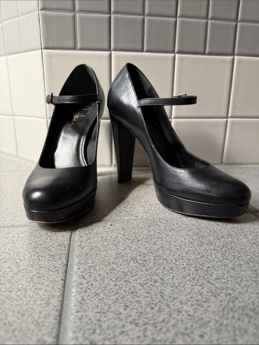 Vintage Cole Haan x Nike Air Black Leather Platform Mary Jane Pumps- Size 7
